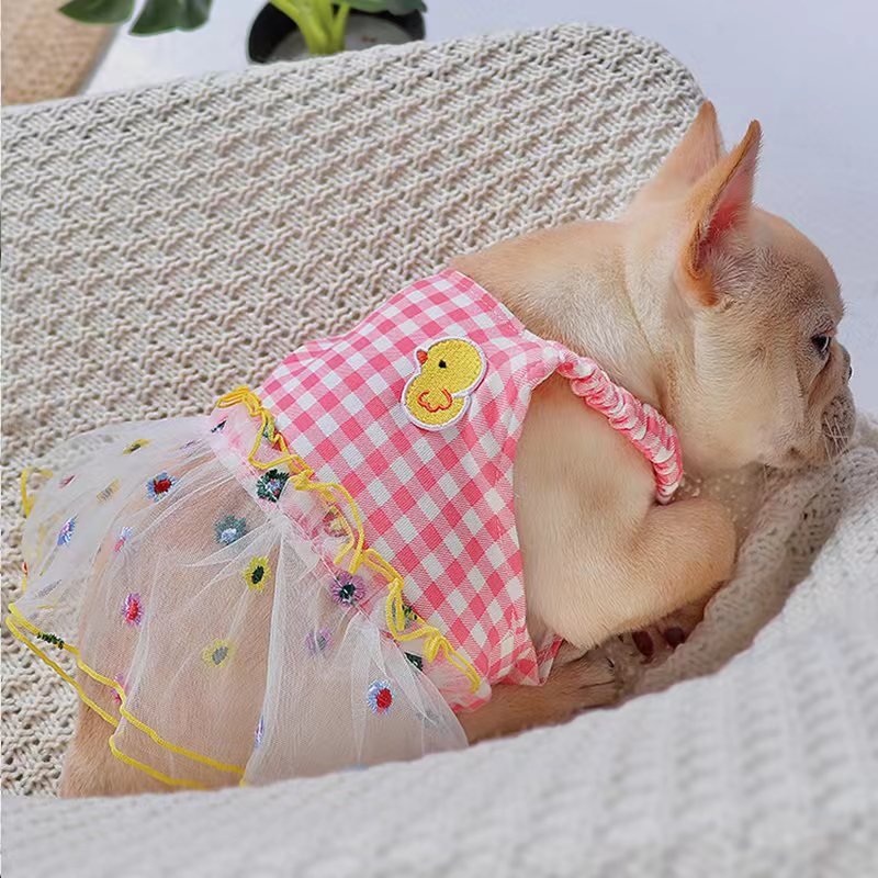 Tank Dress Summer Sleeveless Skirt Bulldog Dog Clothes - PIKAPIKA