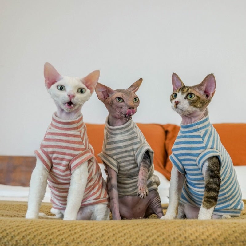 Thermal Fleece Stretch Shirts for Sphynx & Devon Cats - PIKAPIKA