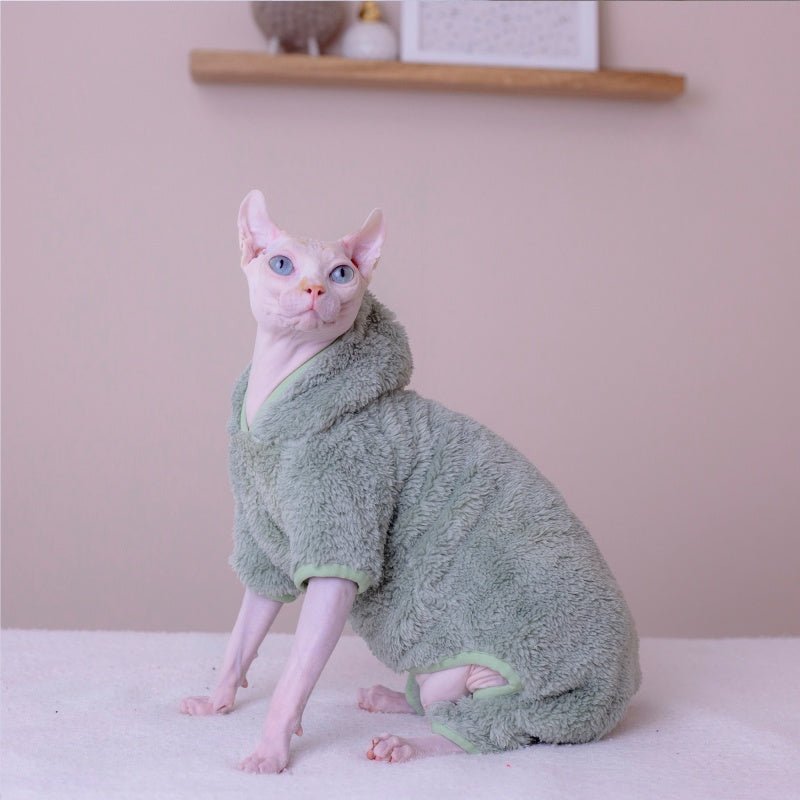 Thick Fleece Four - Leg Outfit for Sphynx & Devon Rex Cats – Warm & Comfy - PIKAPIKA