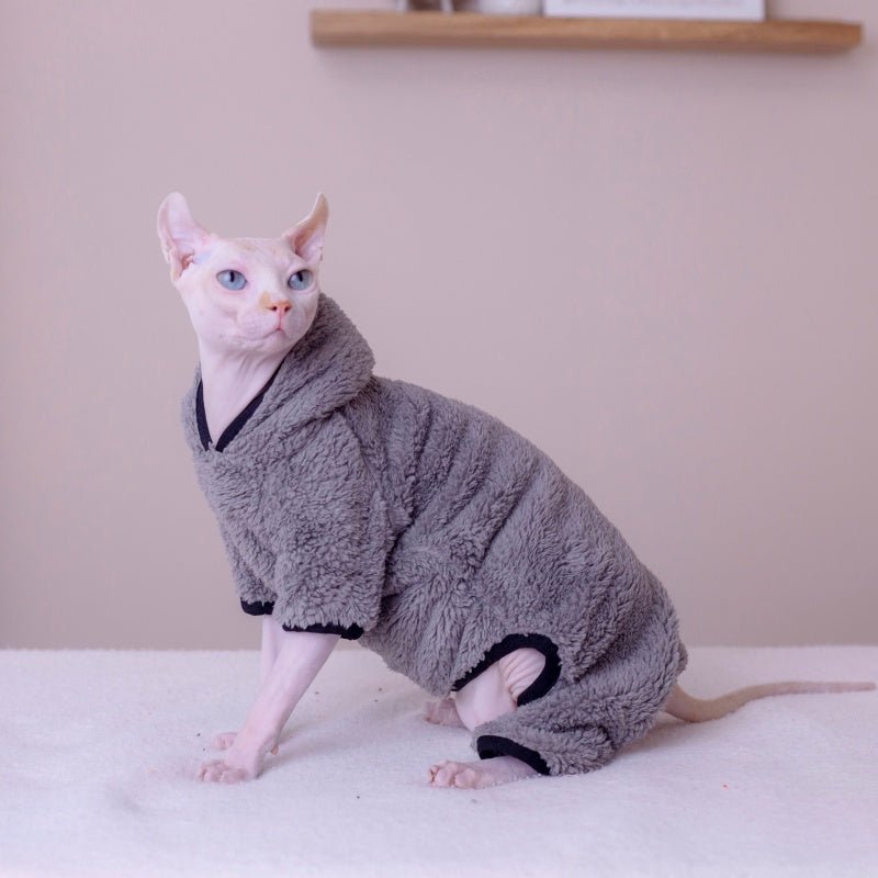 Thick Fleece Four - Leg Outfit for Sphynx & Devon Rex Cats – Warm & Comfy - PIKAPIKA