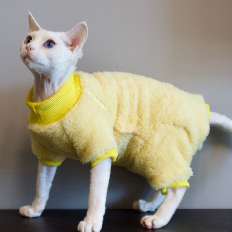 Thick Warm Belly - Protect Four - Leg Suit Sphynx Devon Rex Cat Clothes - PIKAPIKA
