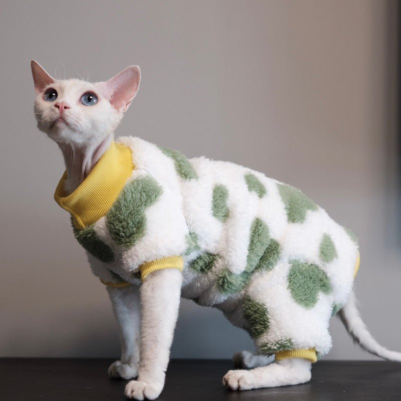 Thick Warm Four - Leg Cat Clothes Sphynx Devon Belly Cover Winter Onesie - PIKAPIKA