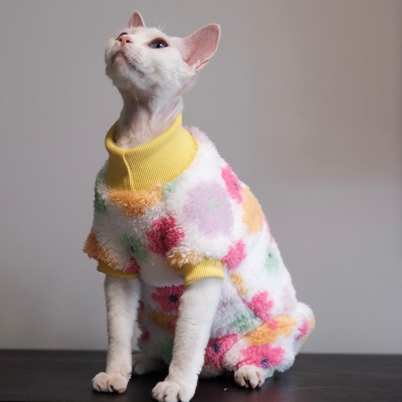 Thick Warm Four - Leg Cat Clothes Sphynx Devon Belly Cover Winter Onesie - PIKAPIKA