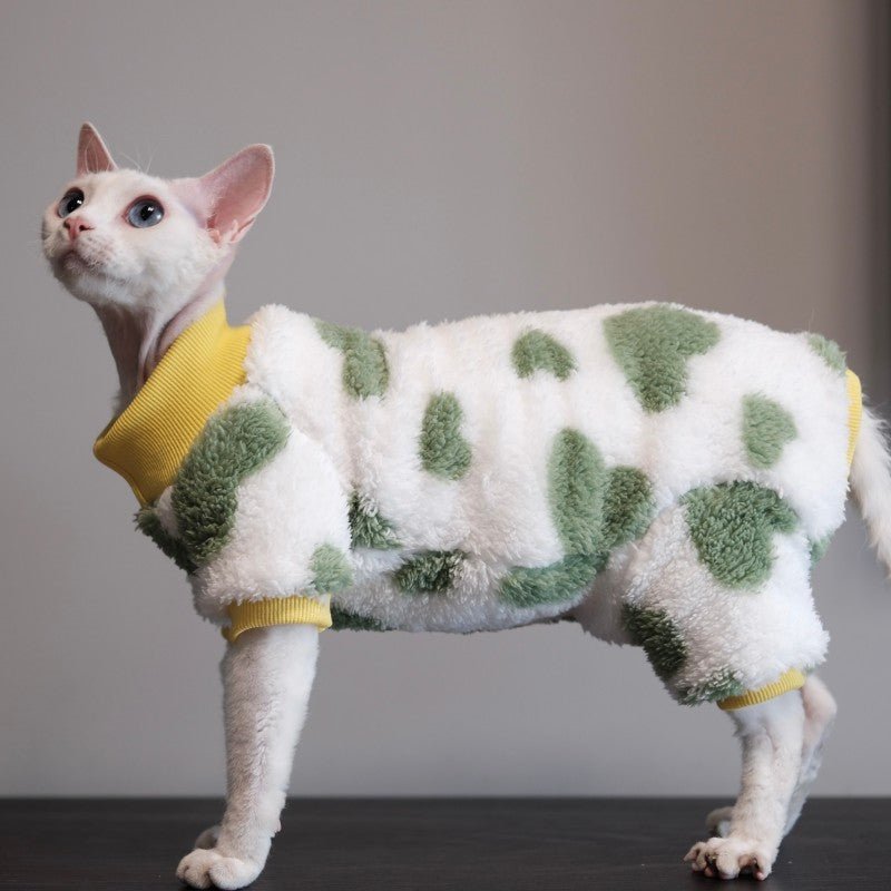 Thick Warm Four - Leg Cat Clothes Sphynx Devon Belly Cover Winter Onesie - PIKAPIKA