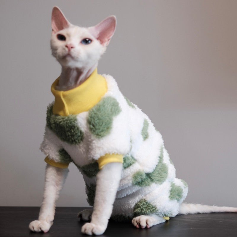 Thick Warm Four - Leg Cat Clothes Sphynx Devon Belly Cover Winter Onesie - PIKAPIKA
