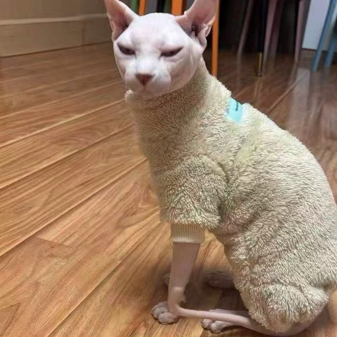 Turtleneck Fleece Shirts Sphynx Cat Clothes Pullover Warm - PIKAPIKA