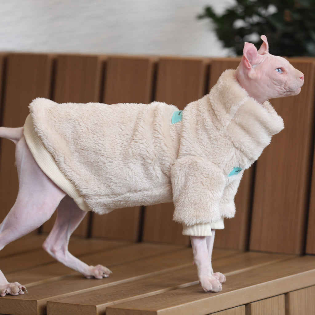 Turtleneck Fleece Shirts Sphynx Cat Clothes Pullover Warm - PIKAPIKA