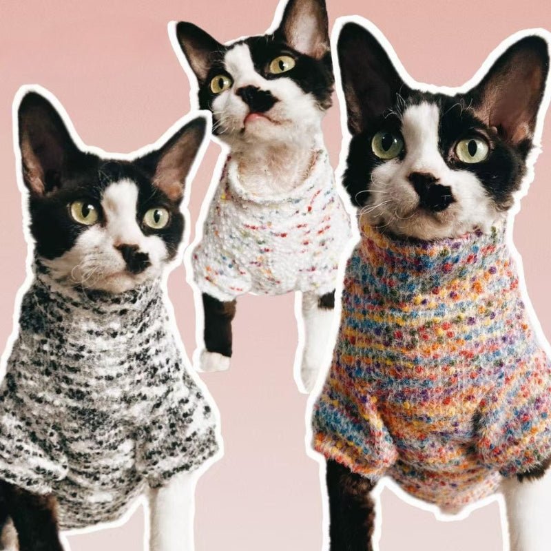 Turtleneck Knit Sweater Sphynx Cat Warm Clothes - PIKAPIKA