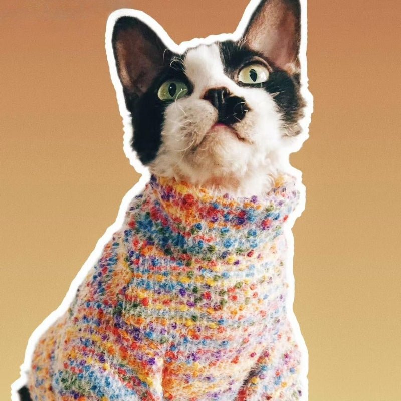 Turtleneck Knit Sweater Sphynx Cat Warm Clothes - PIKAPIKA