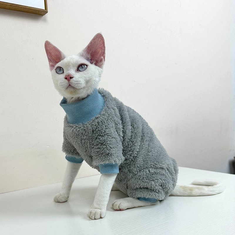 Turtleneck Plush Fleece Onesie Sphynx Cat Clothes - PIKAPIKA