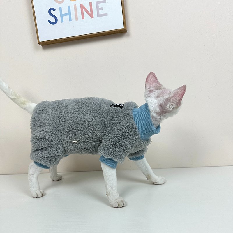 Turtleneck Plush Fleece Onesie Sphynx Cat Clothes - PIKAPIKA