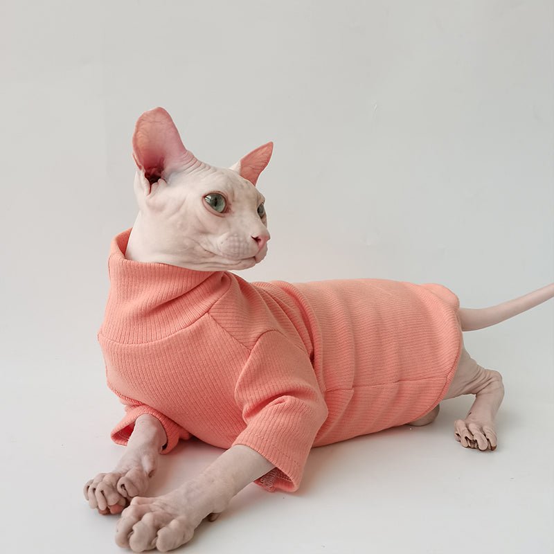Turtleneck Warm Cotton Basic T-shirt Sphynx Cat Clothes - PIKAPIKA