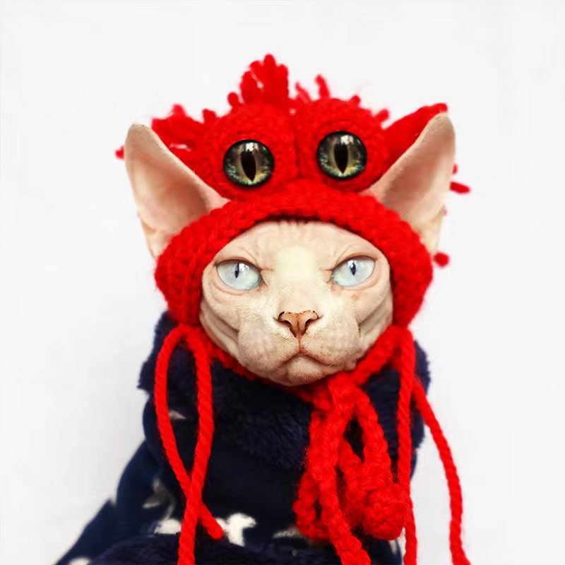 Unique Knitted Pet Hat Sphynx Cat Hat - PIKAPIKA
