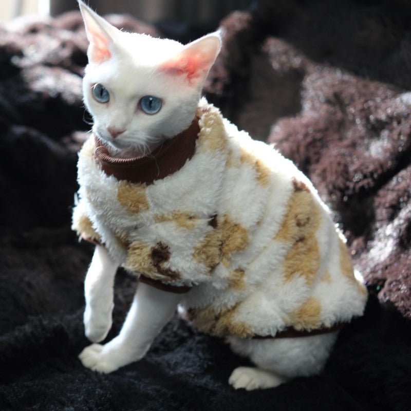 Warm Double Fleece Bear Shirts Cat Clothes Sphynx Cat & Devon Rex - PIKAPIKA
