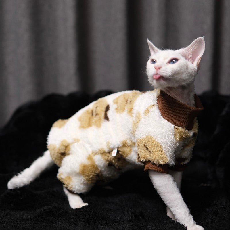 Warm Double Fleece Four - Leg Pajamas Sphynx Devon Cat Clothes Winter Onesies - PIKAPIKA