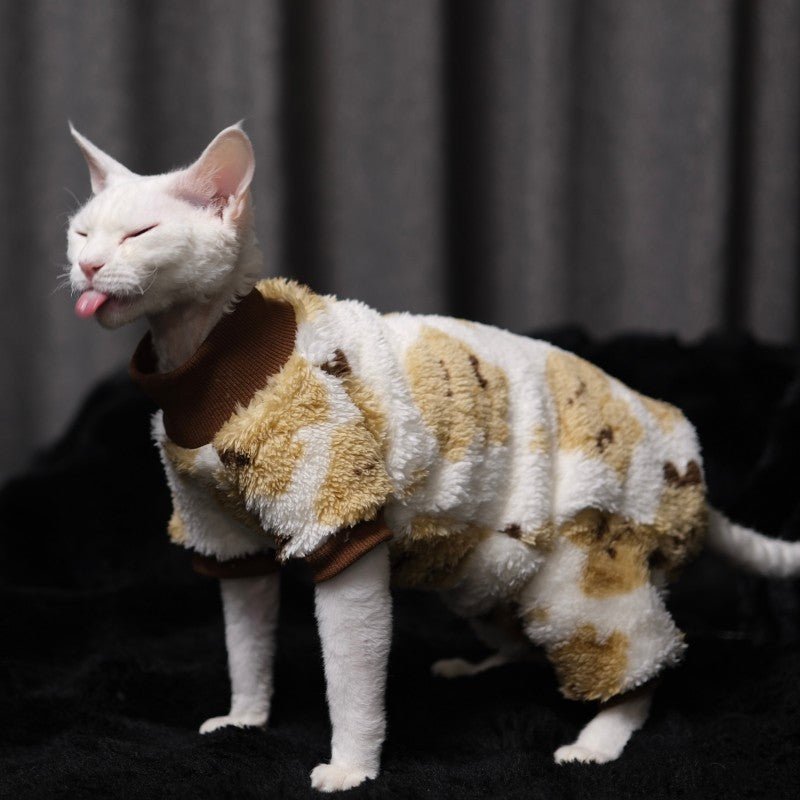 Warm Double Fleece Four - Leg Pajamas Sphynx Devon Cat Clothes Winter Onesies - PIKAPIKA