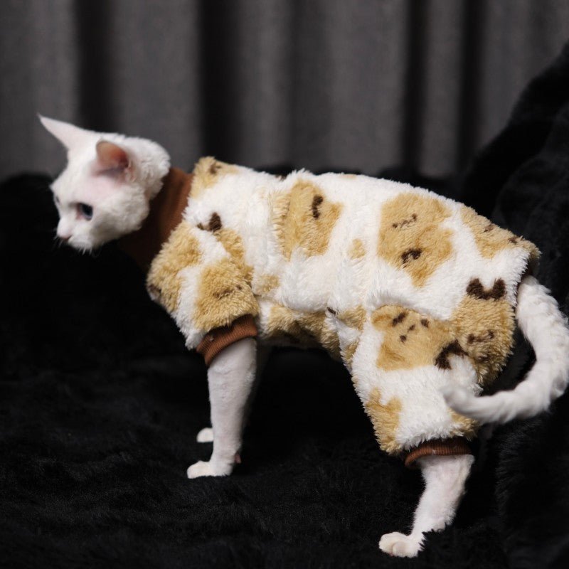 Warm Double Fleece Four - Leg Pajamas Sphynx Devon Cat Clothes Winter Onesies - PIKAPIKA