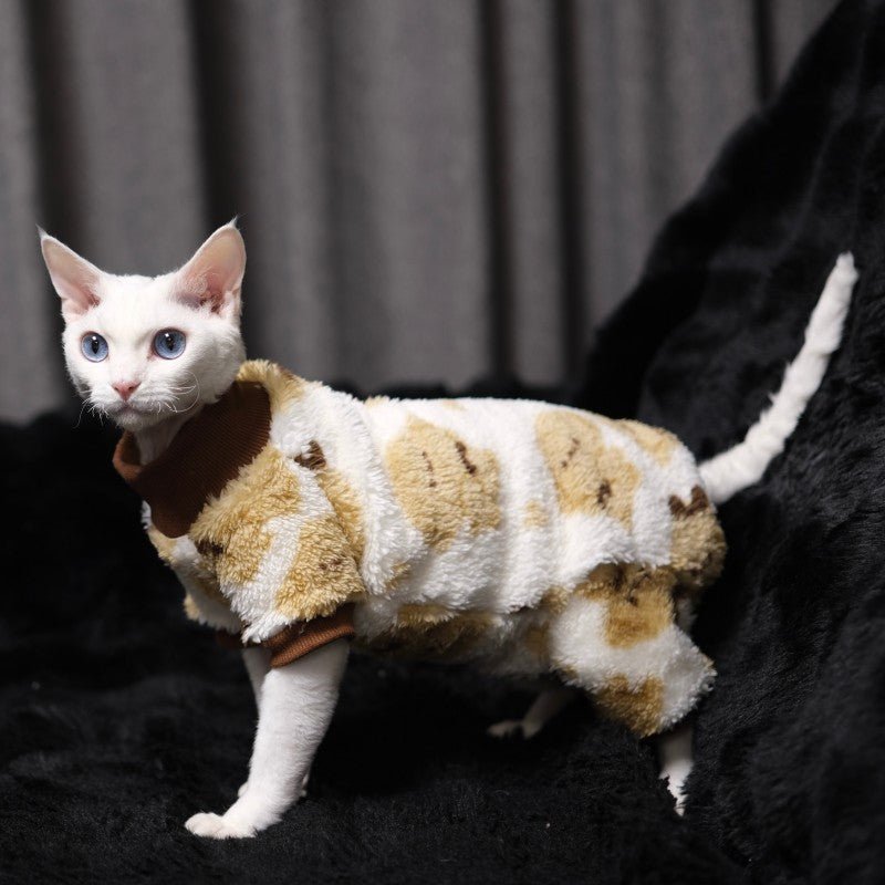 Warm Double Fleece Four - Leg Pajamas Sphynx Devon Cat Clothes Winter Onesies - PIKAPIKA