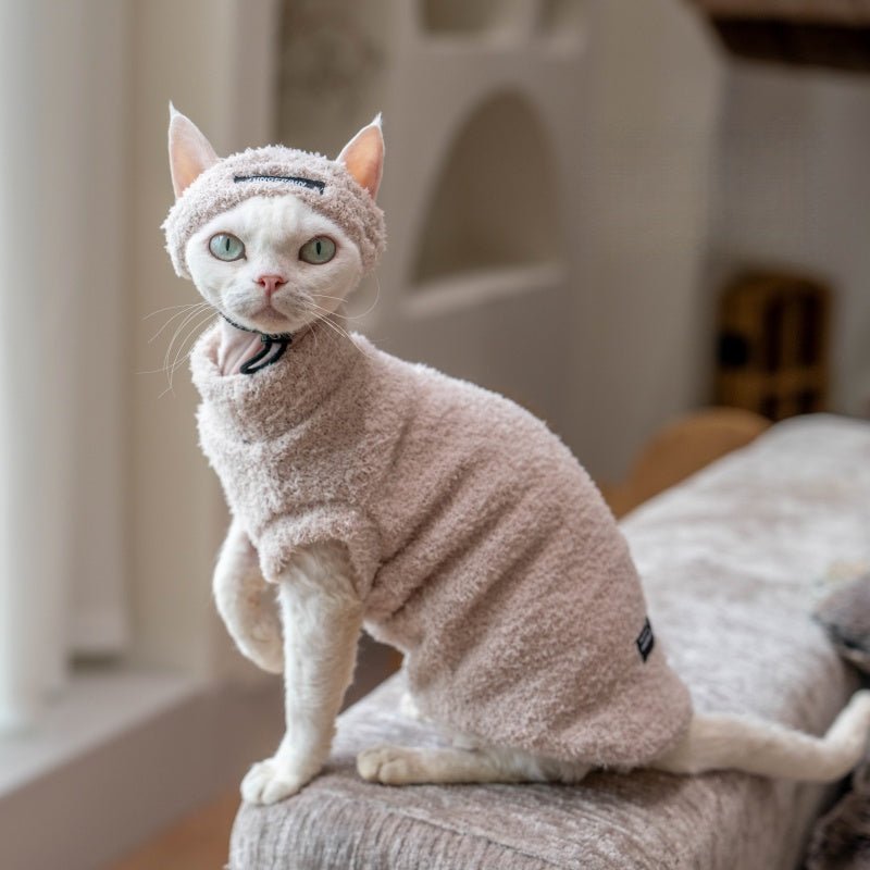 Warm Hoodie Suit Hat Devon Rex Sphynx Cat Clothes - PIKAPIKA