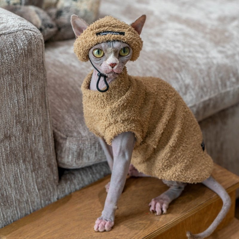 Warm Hoodie Suit Hat Devon Rex Sphynx Cat Clothes - PIKAPIKA