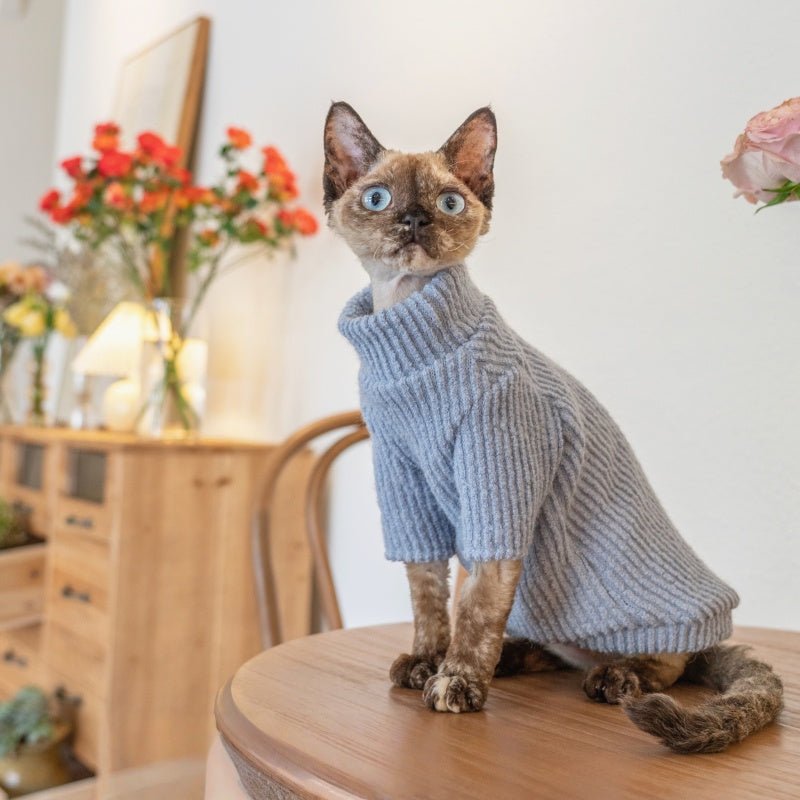 Warm Knit Sweater Sphynx Cat Clothes Devon Rex Cozy Outfit - PIKAPIKA