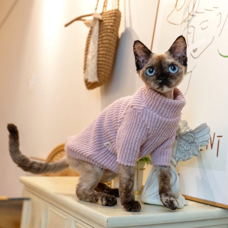 Warm Knit Sweater Sphynx Cat Clothes Devon Rex Cozy Outfit - PIKAPIKA