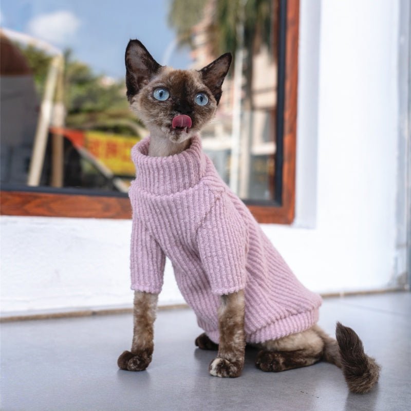 Warm Knit Sweater Sphynx Cat Clothes Devon Rex Cozy Outfit - PIKAPIKA