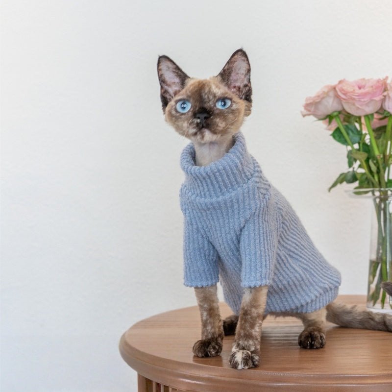 Warm Knit Sweater Sphynx Cat Clothes Devon Rex Cozy Outfit - PIKAPIKA