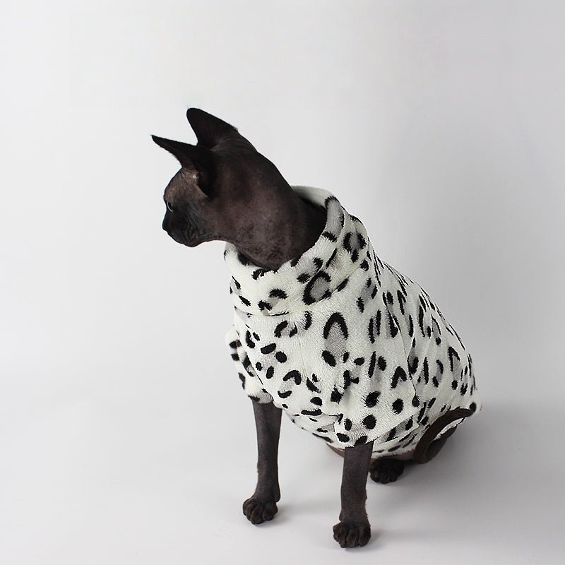 Warm Lightweight Leopard Print Plush Outfit for Sphynx & Devon Cats - PIKAPIKA