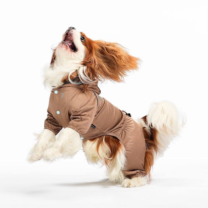 Waterproof Full - Cover Four - Leg Dog Raincoat with Hood All - Season Pet Rainwear - PIKAPIKA