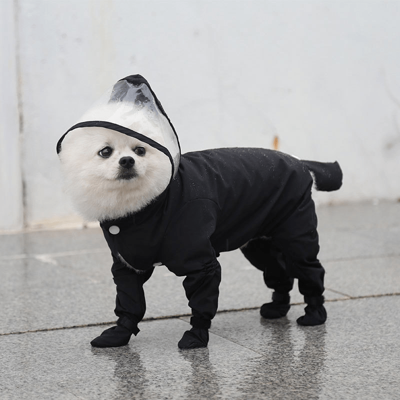 Waterproof Full - Cover Raincoat with Hood for Small and Medium Dogs Four - Leg Pet Rainwear - PIKAPIKA