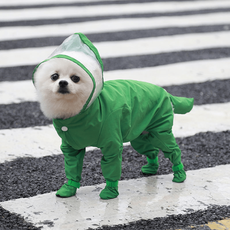 Waterproof Full - Cover Raincoat with Hood for Small and Medium Dogs Four - Leg Pet Rainwear - PIKAPIKA