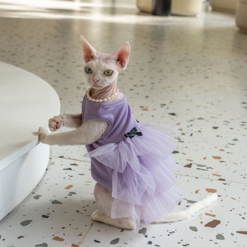 Wrinkle - Resistant Layered Tulle Princess Dress Cake Skirt Sphynx Cat Clothes - PIKAPIKA