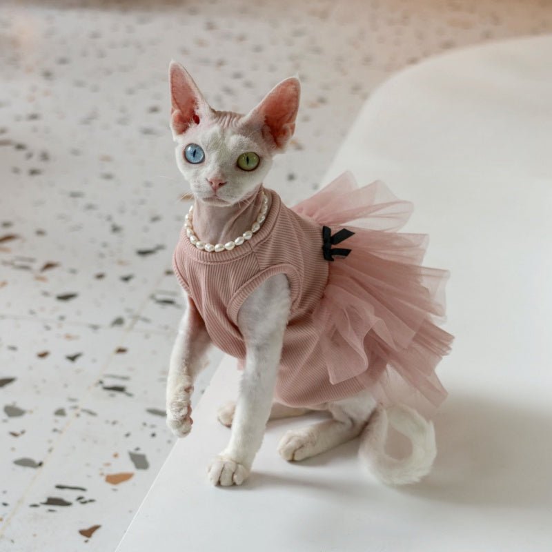 Wrinkle - Resistant Layered Tulle Princess Dress Cake Skirt Sphynx Cat Clothes - PIKAPIKA