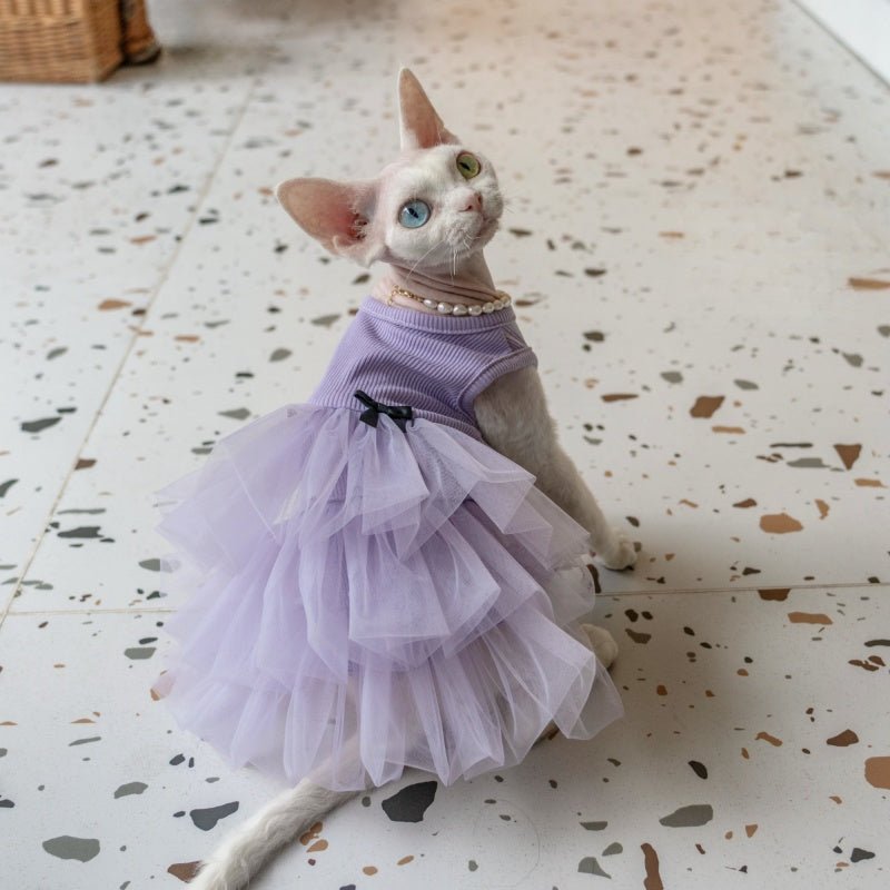 Wrinkle - Resistant Layered Tulle Princess Dress Cake Skirt Sphynx Cat Clothes - PIKAPIKA