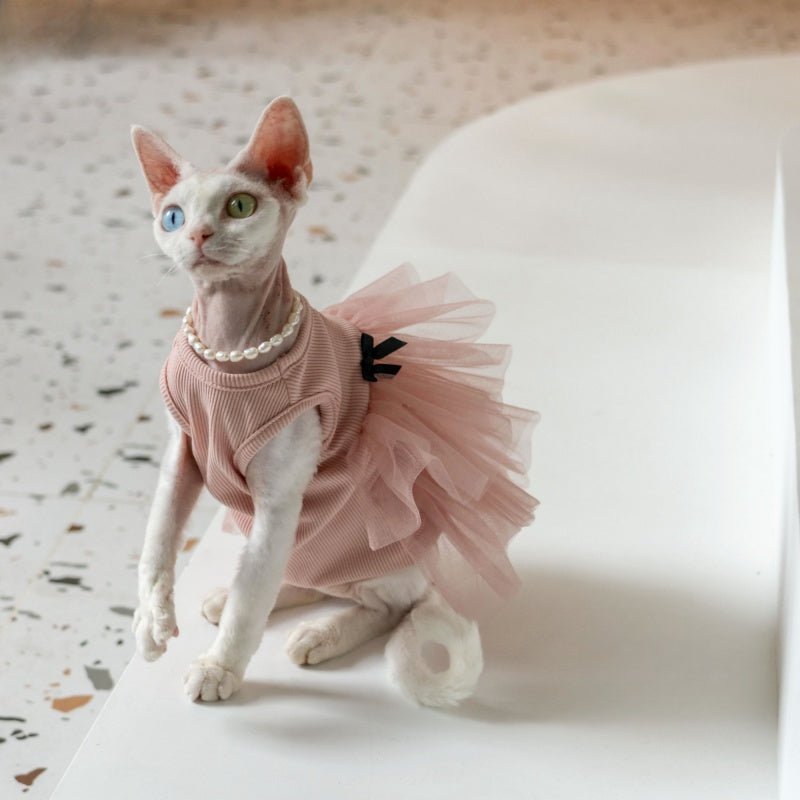 Wrinkle - Resistant Layered Tulle Princess Dress Cake Skirt Sphynx Cat Clothes - PIKAPIKA