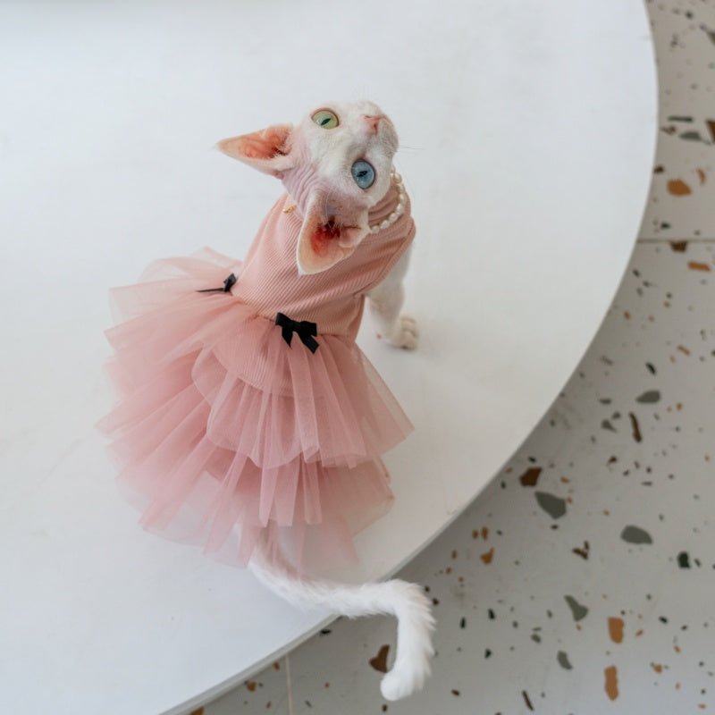 Wrinkle - Resistant Layered Tulle Princess Dress Cake Skirt Sphynx Cat Clothes - PIKAPIKA